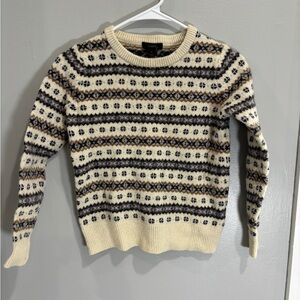J Crew Fair Isle Sweater 100% Lamb’s Wool crew neck pullover fitted small